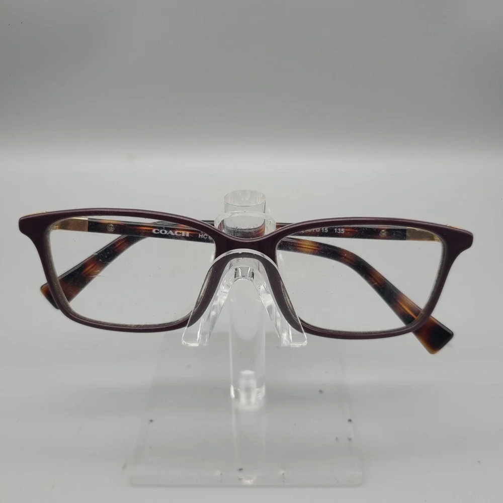 Coach HC 6077 Eyeglasses Purple Dark Tortoise Gold Logo Rectangular Frames 51-15